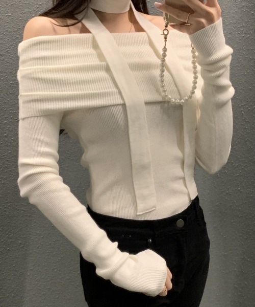 FREE STYLISTS(フリー スタイリスト)の「YUGA_YGMC ボリュームオフショルダーPO(ニット/セーター・レディース・ホワイト/ブラック系その他/ブラック・FREE)」の14枚目の写真