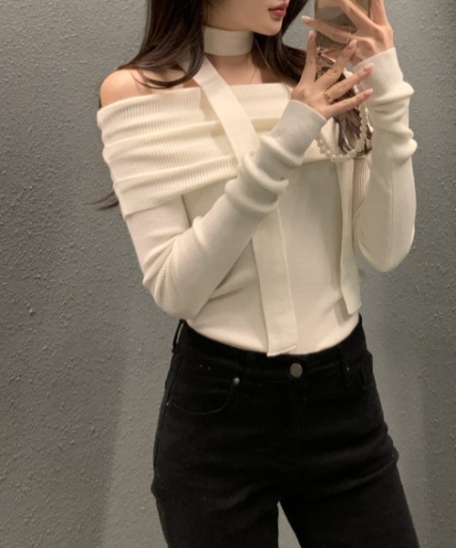 FREE STYLISTS(フリー スタイリスト)の「YUGA_YGMC ボリュームオフショルダーPO(ニット/セーター・レディース・ホワイト/ブラック系その他/ブラック・FREE)」の7枚目の写真