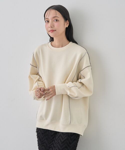 earth music&ecology（アースミュージックアンドエコロジー）の「配色ルーズチュニック（チュニック・レディース・ブラック/アイボリー/チャコールグレー/ラベンダー・FREE）」の14枚目の写真