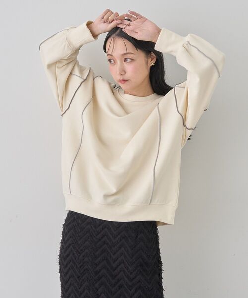 earth music&ecology（アースミュージックアンドエコロジー）の「配色ルーズチュニック（チュニック・レディース・ブラック/アイボリー/チャコールグレー/ラベンダー・FREE）」の15枚目の写真