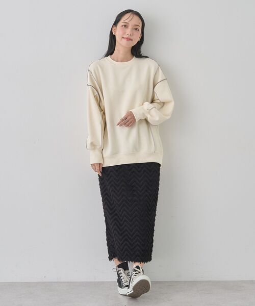 earth music&ecology（アースミュージックアンドエコロジー）の「配色ルーズチュニック（チュニック・レディース・ブラック/アイボリー/チャコールグレー/ラベンダー・FREE）」の18枚目の写真