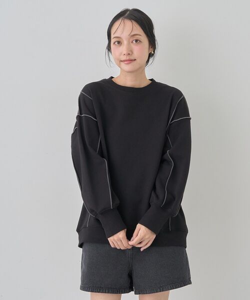 earth music&ecology（アースミュージックアンドエコロジー）の「配色ルーズチュニック（チュニック・レディース・ブラック/アイボリー/チャコールグレー/ラベンダー・FREE）」の22枚目の写真