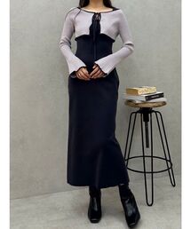 MERCURYDUO | 3WAY配色ストラップバッククロスロングスリーブ(ワンピース)