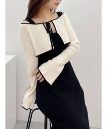 MERCURYDUO | 3WAY配色ストラップバッククロスロングスリーブ(ワンピース)