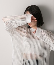 透かし編み ニットプルオーバー