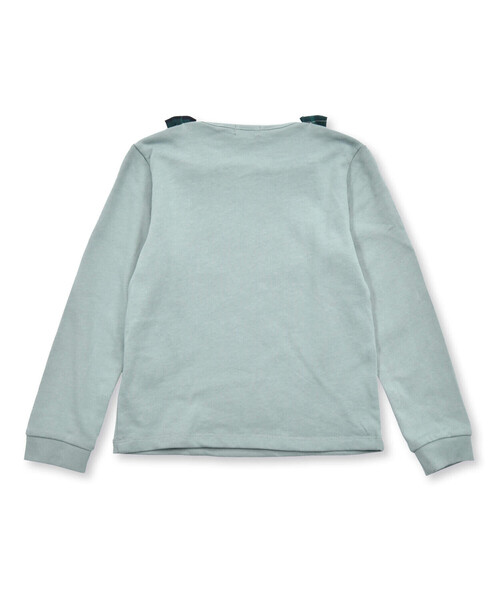 BeBe（ベベ）の「【お揃い】Cafeプリント肩リボントレーナー(90~150cm)（スウェット・キッズ・ピンク/グリーン・100cm/150cm/110cm/90cm/120cm/140cm/130cm）」の3枚目の写真