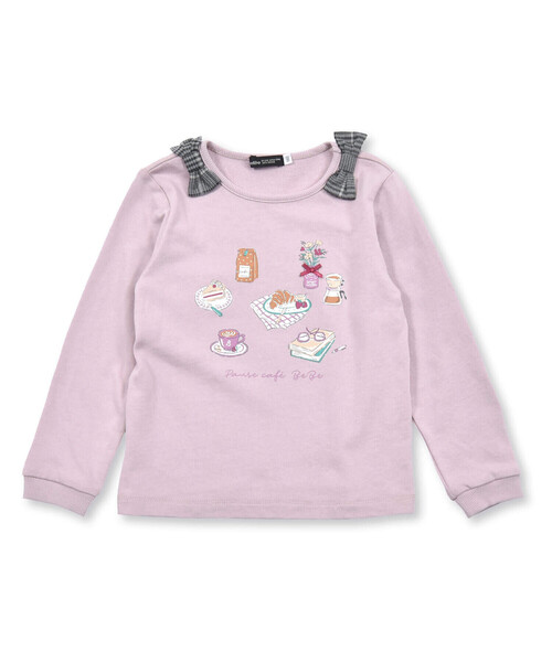 BeBe（ベベ）の「【お揃い】Cafeプリント肩リボントレーナー(90~150cm)（スウェット・キッズ・ピンク/グリーン・100cm/150cm/110cm/90cm/120cm/140cm/130cm）」の7枚目の写真