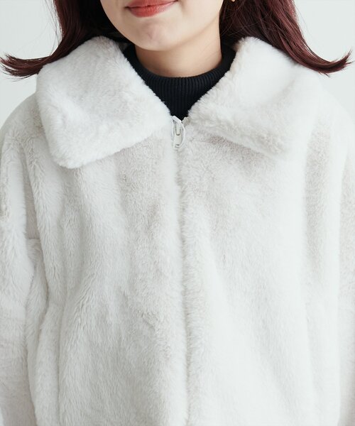 natural couture(ナチュラルクチュール)の「Web限定 /【プチナチュ】ステンカラーフェイクファージャケット(その他アウター・レディース・モカ/グレイッシュベージュ/アイボリー・FREE)」の19枚目の写真