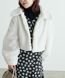 Web限定 /【プチナチュ】ステンカラーフェイクファージャケット