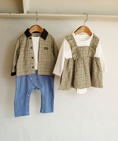 ベビー/おそろい】チェック柄カバーオール（ロンパース）｜branshes
