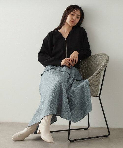 OPAQUE.CLIP（オペークドットクリップ）の「◆フロントZIPニットカーディガン【洗濯機洗い可／抗ピル】（カーディガン/ボレロ・レディース・ブラック/ライトグレー/ボルドー・38/40/42）」の9枚目の写真