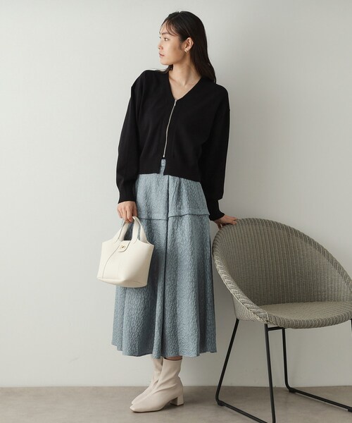 OPAQUE.CLIP（オペークドットクリップ）の「◆フロントZIPニットカーディガン【洗濯機洗い可／抗ピル】（カーディガン/ボレロ・レディース・ブラック/ライトグレー/ボルドー・38/40/42）」の10枚目の写真