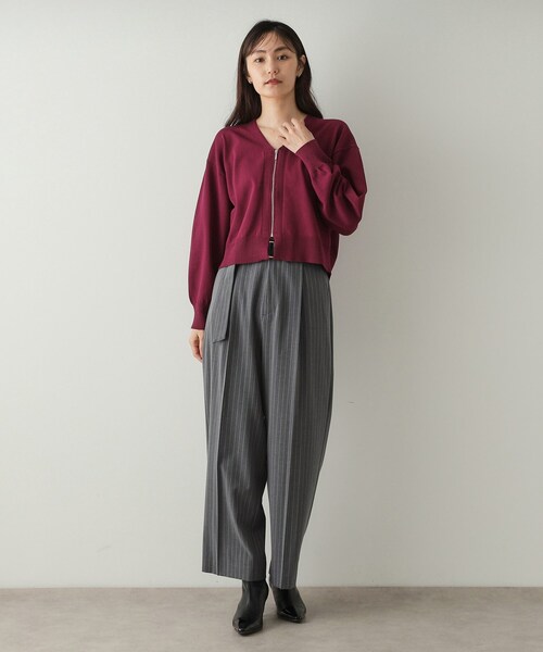 OPAQUE.CLIP（オペークドットクリップ）の「◆フロントZIPニットカーディガン【洗濯機洗い可／抗ピル】（カーディガン/ボレロ・レディース・ブラック/ライトグレー/ボルドー・38/40/42）」の13枚目の写真