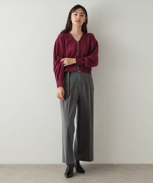 OPAQUE.CLIP（オペークドットクリップ）の「◆フロントZIPニットカーディガン【洗濯機洗い可／抗ピル】（カーディガン/ボレロ・レディース・ブラック/ライトグレー/ボルドー・38/40/42）」の14枚目の写真