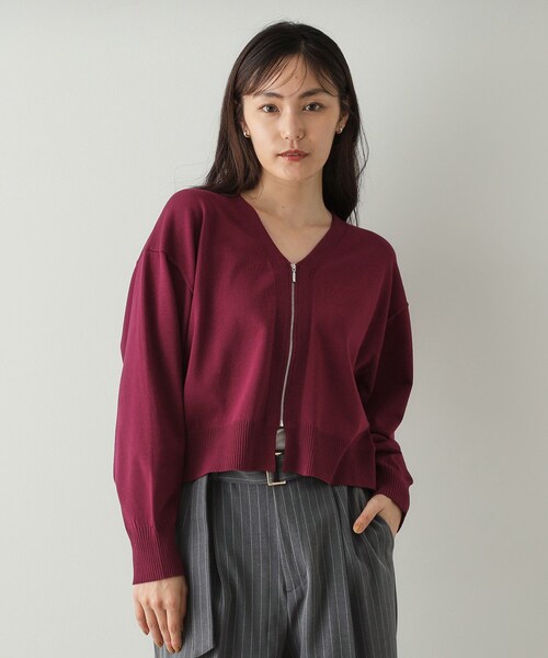 OPAQUE.CLIP（オペークドットクリップ）の「◆フロントZIPニットカーディガン【洗濯機洗い可／抗ピル】（カーディガン/ボレロ・レディース・ブラック/ライトグレー/ボルドー・38/40/42）」の16枚目の写真