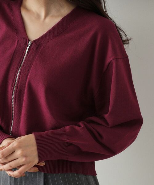 OPAQUE.CLIP（オペークドットクリップ）の「◆フロントZIPニットカーディガン【洗濯機洗い可／抗ピル】（カーディガン/ボレロ・レディース・ブラック/ライトグレー/ボルドー・38/40/42）」の20枚目の写真