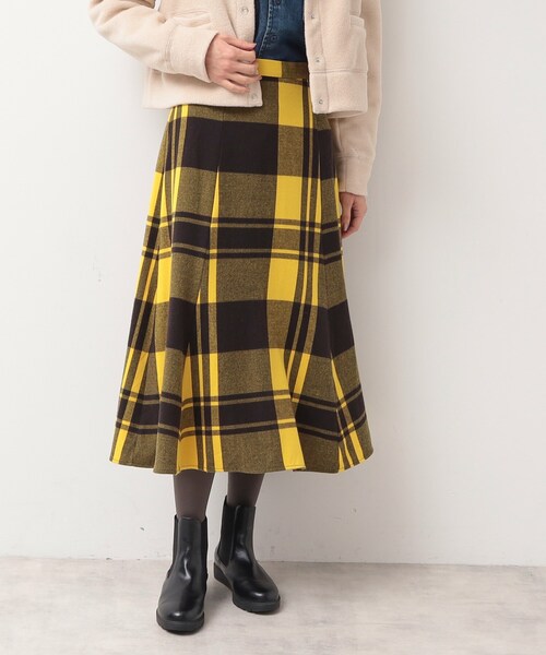Dessin（デッサン）の「◆【洗える】起毛チェック柄切替フレアースカート（XS～L）（スカート・レディース・ピンク系その他/ブルー系1/アイボリー系1/ワイン系3/ブルー系その他3/ネイビー系2/イエロー系1/ブルー系6/ホワイト系その他2・03/02/01/00）」の7枚目の写真
