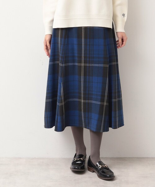 Dessin（デッサン）の「◆【洗える】起毛チェック柄切替フレアースカート（XS～L）（スカート・レディース・ピンク系その他/ブルー系1/アイボリー系1/ワイン系3/ブルー系その他3/ネイビー系2/イエロー系1/ブルー系6/ホワイト系その他2・03/02/01/00）」の3枚目の写真
