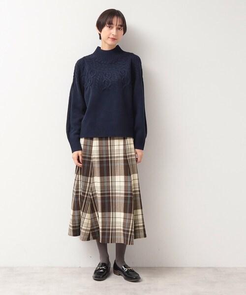 Dessin（デッサン）の「◆【洗える】起毛チェック柄切替フレアースカート（XS～L）（スカート・レディース・ピンク系その他/ブルー系1/アイボリー系1/ワイン系3/ブルー系その他3/ネイビー系2/イエロー系1/ブルー系6/ホワイト系その他2・03/02/01/00）」の12枚目の写真