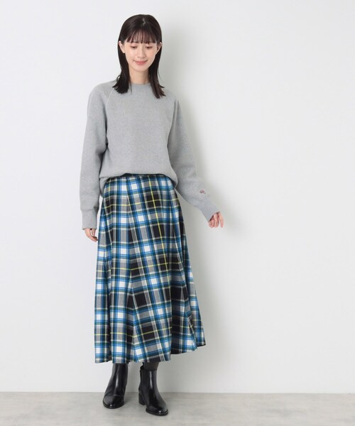 Dessin（デッサン）の「◆【洗える】起毛チェック柄切替フレアースカート（XS～L）（スカート・レディース・ピンク系その他/ブルー系1/アイボリー系1/ワイン系3/ブルー系その他3/ネイビー系2/イエロー系1/ブルー系6/ホワイト系その他2・03/02/01/00）」の16枚目の写真