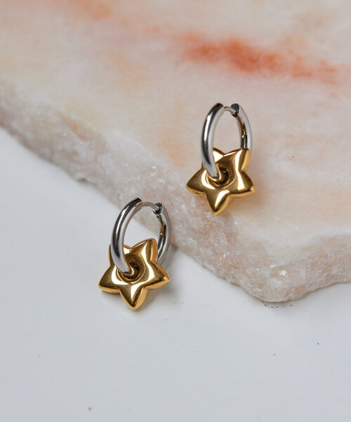 ear PAPILLONNER(イアパピヨネ)の「《WEB限定/金属アレルギー対応/ステンレス》星/バイカラースターピアス(ピアス(両耳用)・レディース・シルバー/ゴールド・FREE)」の3枚目の写真