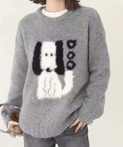 セール】DOG柄ジャカードニットプルオーバー（ニット/セーター