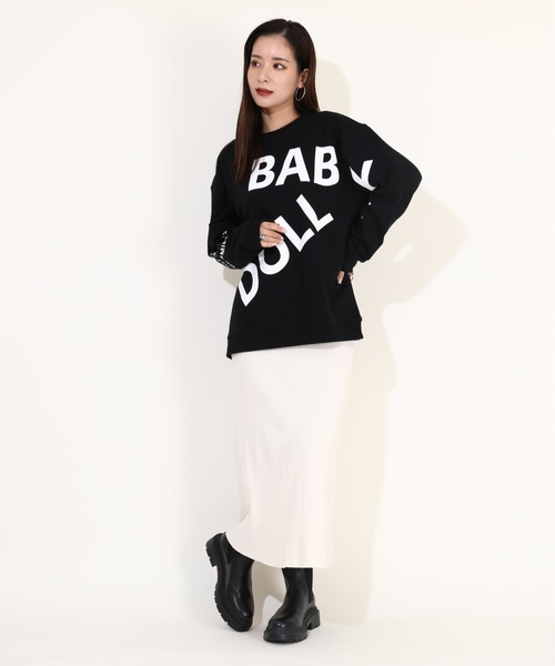 BABYDOLL（ベビードール）の「親子お揃い ランダムロゴ トレーナー 9938A（スウェット・レディース・グリーン系その他7/ブラック・XL/L/M/S）」の5枚目の写真