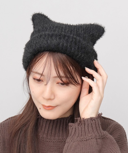 セール】シャギーニット キャットイヤー ワッチ（ニットキャップ