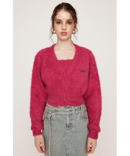 SLY（スライ）の「SHAGGY V/N CROP CD シャギー ヴイネック クロップ カーディガン / セットアップ可（カーディガン/ボレロ・レディース・ブラック/アイボリー/ピンク/グレー・FREE）」の5枚目の写真