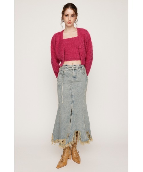 SLY（スライ）の「SHAGGY V/N CROP CD シャギー ヴイネック クロップ カーディガン / セットアップ可（カーディガン/ボレロ・レディース・ブラック/アイボリー/ピンク/グレー・FREE）」の12枚目の写真