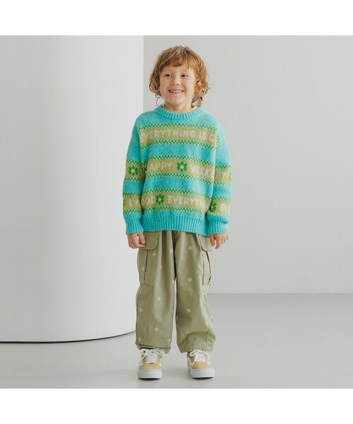 p.premier（ピードットプルミエ）の「カラフルジャガードロゴニットセーター（ニット/セーター・キッズ・アイボリー/ブルー/オレンジ・80/90/100/110/120/130/140）」の4枚目の写真