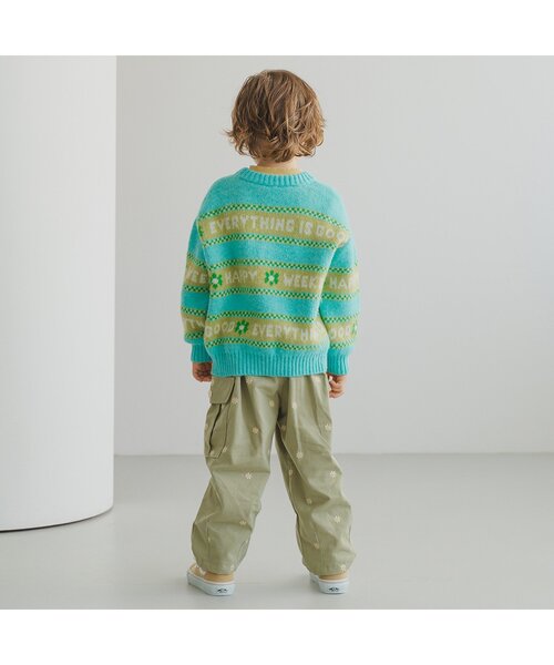 p.premier（ピードットプルミエ）の「カラフルジャガードロゴニットセーター（ニット/セーター・キッズ・アイボリー/ブルー/オレンジ・80/90/100/110/120/130/140）」の5枚目の写真