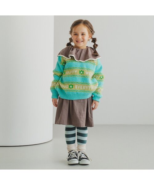 p.premier（ピードットプルミエ）の「カラフルジャガードロゴニットセーター（ニット/セーター・キッズ・アイボリー/ブルー/オレンジ・80/90/100/110/120/130/140）」の6枚目の写真