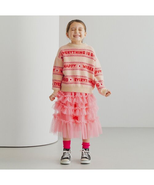 p.premier（ピードットプルミエ）の「カラフルジャガードロゴニットセーター（ニット/セーター・キッズ・アイボリー/ブルー/オレンジ・80/90/100/110/120/130/140）」の8枚目の写真