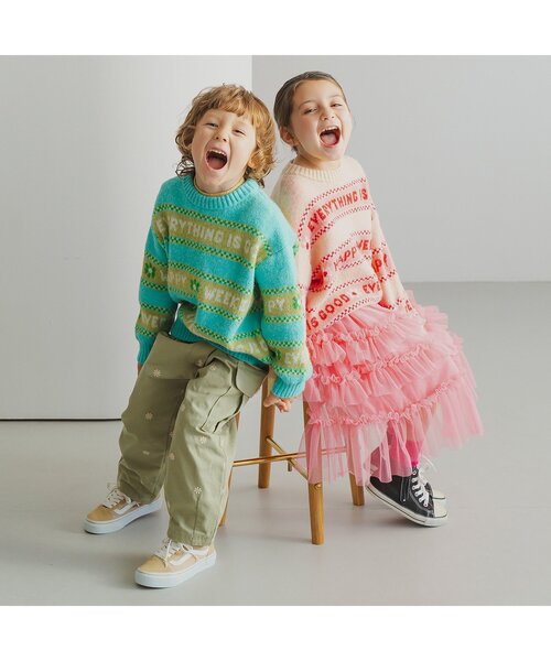 p.premier（ピードットプルミエ）の「カラフルジャガードロゴニットセーター（ニット/セーター・キッズ・アイボリー/ブルー/オレンジ・80/90/100/110/120/130/140）」の10枚目の写真