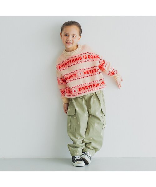 p.premier（ピードットプルミエ）の「カラフルジャガードロゴニットセーター（ニット/セーター・キッズ・アイボリー/ブルー/オレンジ・80/90/100/110/120/130/140）」の11枚目の写真