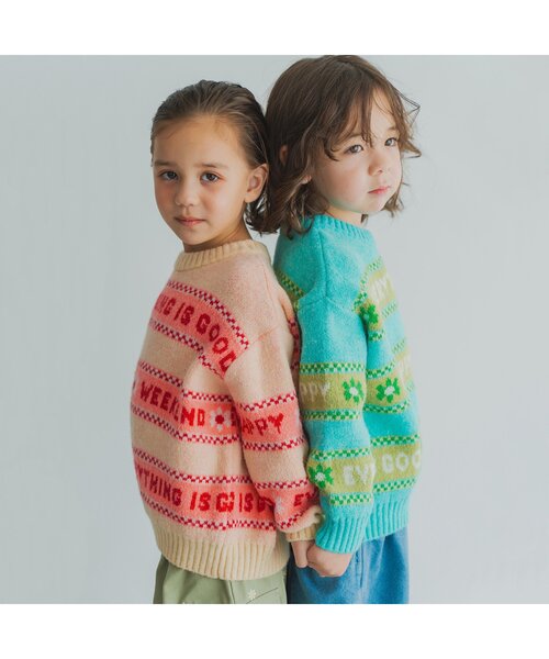 p.premier（ピードットプルミエ）の「カラフルジャガードロゴニットセーター（ニット/セーター・キッズ・アイボリー/ブルー/オレンジ・80/90/100/110/120/130/140）」の12枚目の写真