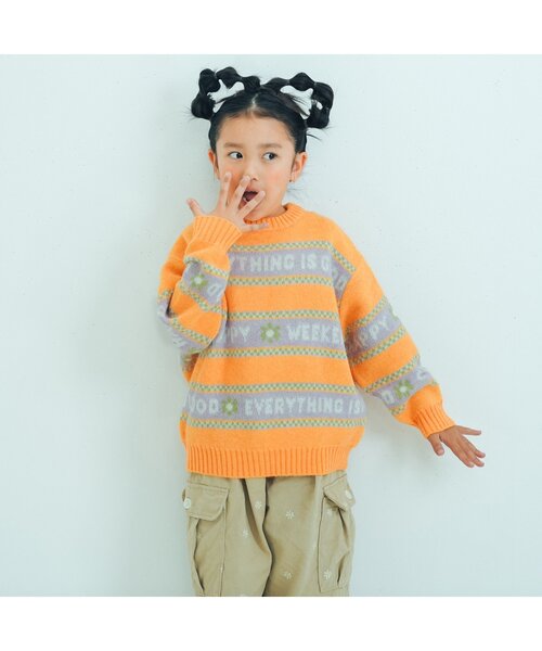 p.premier（ピードットプルミエ）の「カラフルジャガードロゴニットセーター（ニット/セーター・キッズ・アイボリー/ブルー/オレンジ・80/90/100/110/120/130/140）」の17枚目の写真