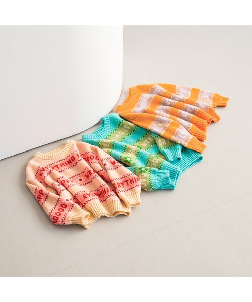 p.premier（ピードットプルミエ）の「カラフルジャガードロゴニットセーター（ニット/セーター・キッズ・アイボリー/ブルー/オレンジ・80/90/100/110/120/130/140）」の20枚目の写真