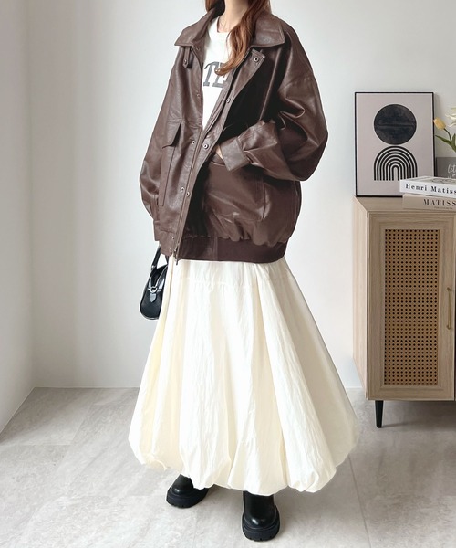 ABYS(アビス)の「ヴィンテージ風の質感。フェイクレザージャケット(ブルゾン・レディース・ブラック/ブラウン・FREE)」の19枚目の写真