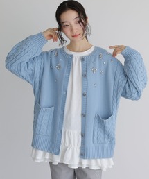 『ビジューケーブルカーディガン』