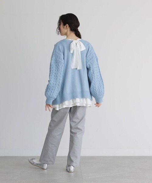 somari imagination（ソマリ イマジネーション）の「『ビジューケーブルカーディガン』（カーディガン/ボレロ・レディース・チャコールグレー/ライトブルー・FREE）」の6枚目の写真