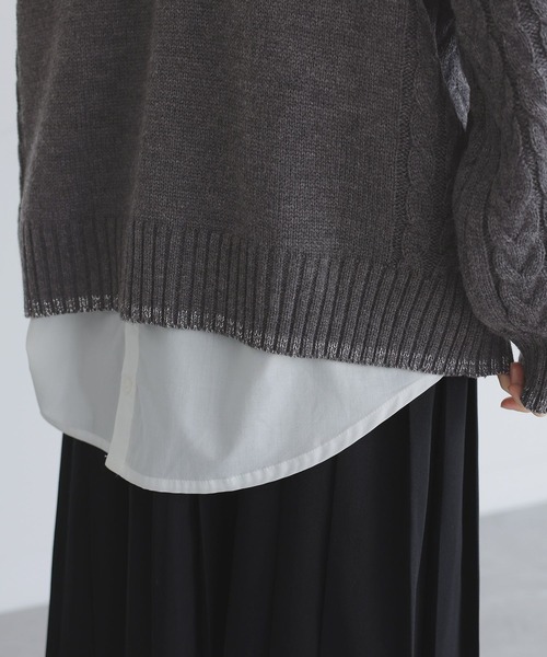 somari imagination（ソマリ イマジネーション）の「『ビジューケーブルカーディガン』（カーディガン/ボレロ・レディース・チャコールグレー/ライトブルー・FREE）」の14枚目の写真