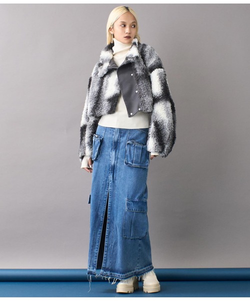 Settimissimo（セッティミッシモ）の「ニュアンス柄ショートボアコート（ブルゾン・レディース・ブラウン/ダークグレー・FREE）」の8枚目の写真