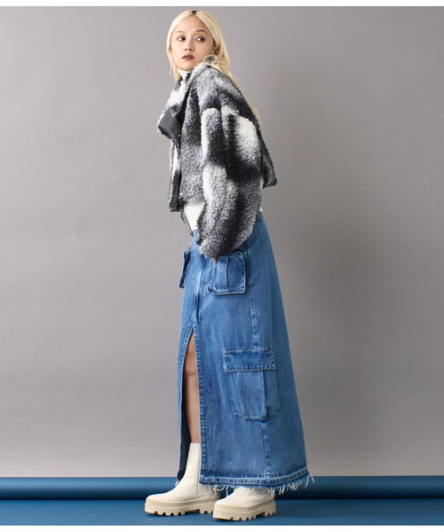 Settimissimo（セッティミッシモ）の「ニュアンス柄ショートボアコート（ブルゾン・レディース・ブラウン/ダークグレー・FREE）」の9枚目の写真