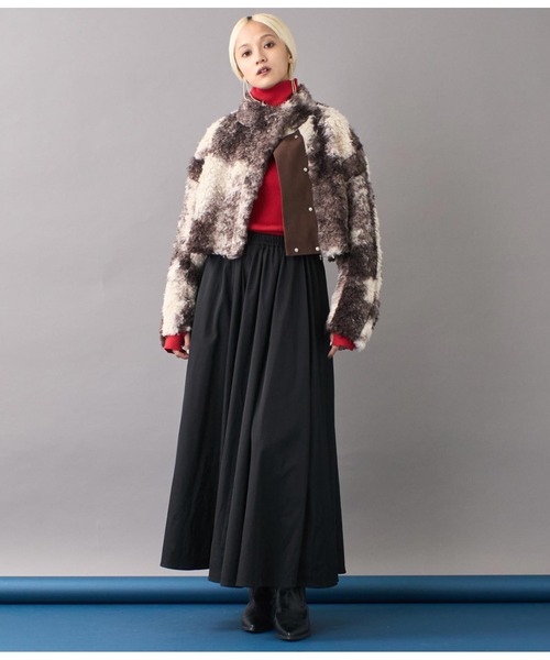 Settimissimo（セッティミッシモ）の「ニュアンス柄ショートボアコート（ブルゾン・レディース・ブラウン/ダークグレー・FREE）」の14枚目の写真