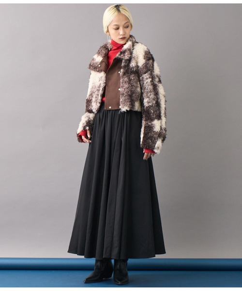 Settimissimo（セッティミッシモ）の「ニュアンス柄ショートボアコート（ブルゾン・レディース・ブラウン/ダークグレー・FREE）」の15枚目の写真