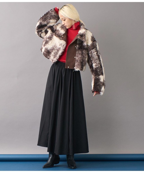 Settimissimo（セッティミッシモ）の「ニュアンス柄ショートボアコート（ブルゾン・レディース・ブラウン/ダークグレー・FREE）」の16枚目の写真