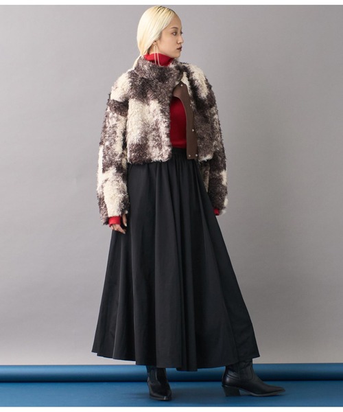 Settimissimo（セッティミッシモ）の「ニュアンス柄ショートボアコート（ブルゾン・レディース・ブラウン/ダークグレー・FREE）」の17枚目の写真