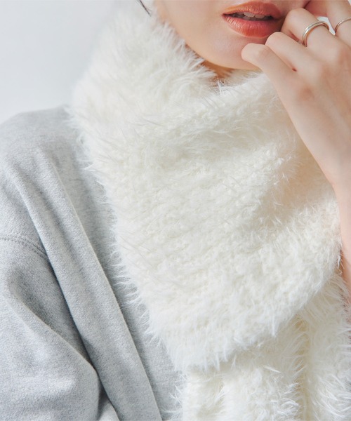 KOBE LETTUCE（コウベレタス）の「ニットシャギーマフラー（マフラー・レディース・アイボリー/ブラック/モカ/ピンク/チャコール・FREE）」の10枚目の写真